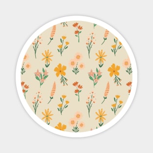 Orange Floral Pattern Magnet